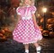 Girl's Minnie Mouse Costume Pink Dress with Polka Dots and Mouse Ears Headband